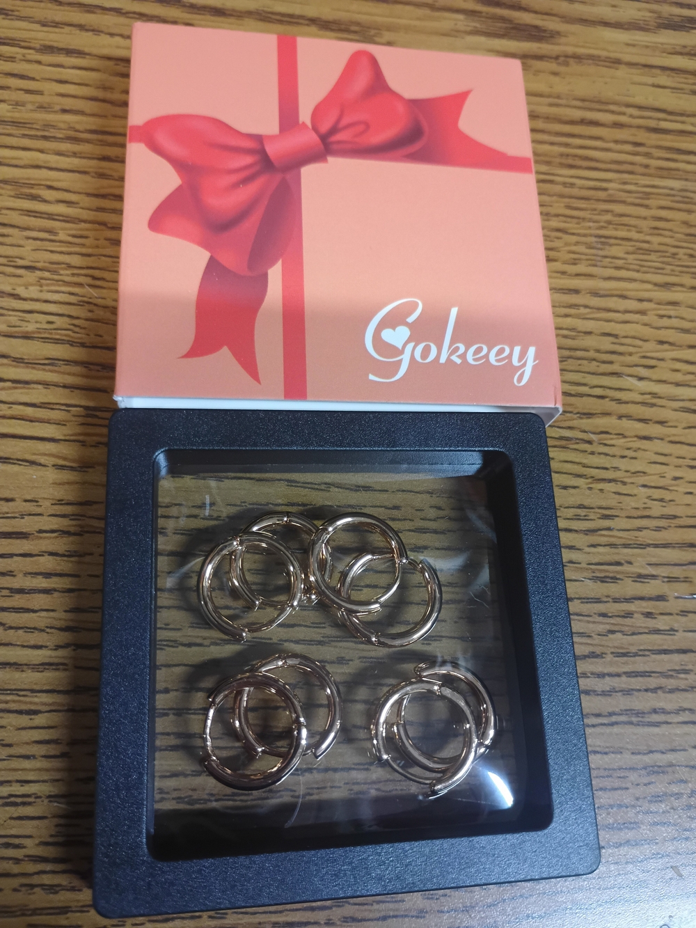 Rose Gold Interlocking Hoop Earring Set - 6 Pairs